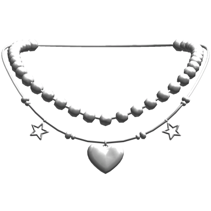 Silver Y2K Layered Heart Necklace Roblox item