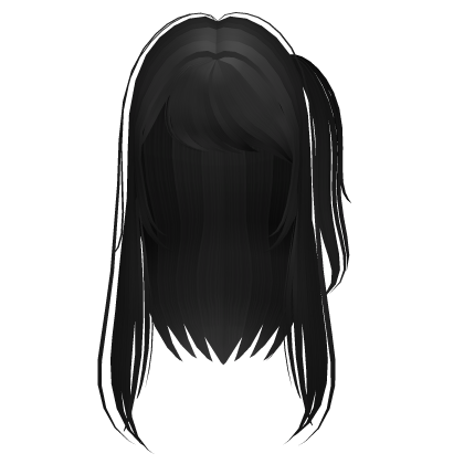 ♡ : long black cute anime hair w/ pigtail Roblox item