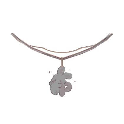 cute p pink bunny initial necklace 1.0