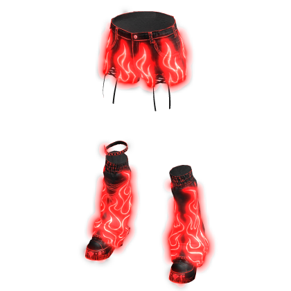 Glowing Emissive Fire Shorts Leg Warmers Red