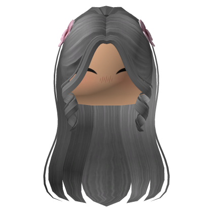 Cute Grey Curled Strands Hair w/ Flowers Roblox item