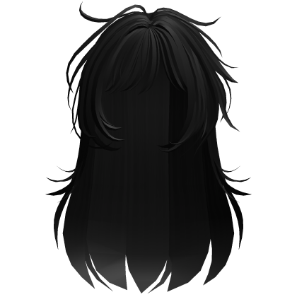 Messy long black wispy hair Roblox item