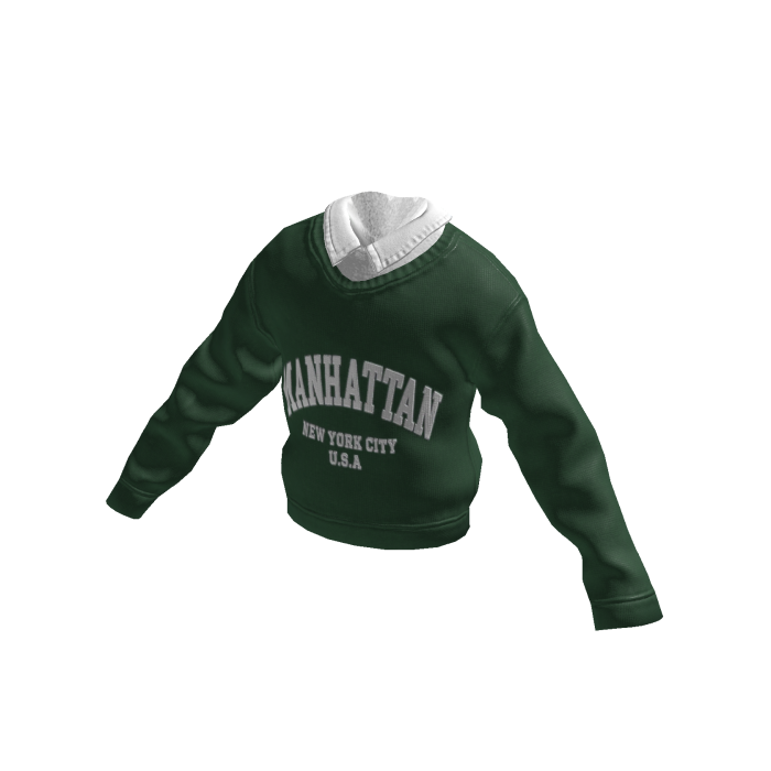 Green Manhattan Sweater w/ Polo Collar