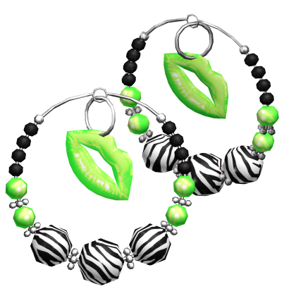 Bling Hooped Earrings Y2k Gyaru Zebra Print Green