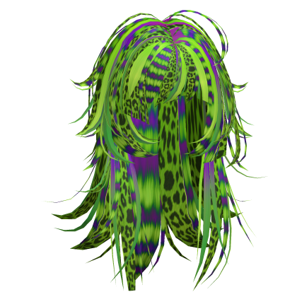 Long Messy Gyaru Spikey Leopard Scene Green Purple Roblox item