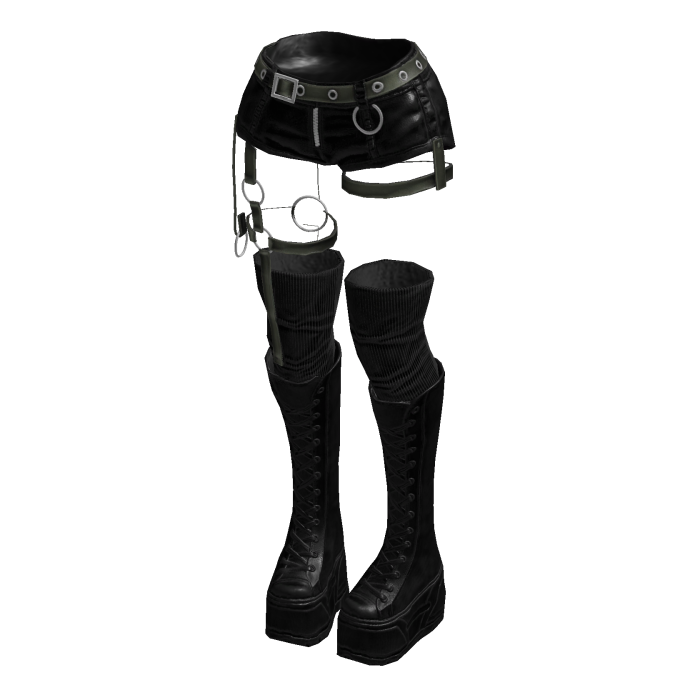 Gothic Emo Y2K Shorts boot straps (Black Khaki)