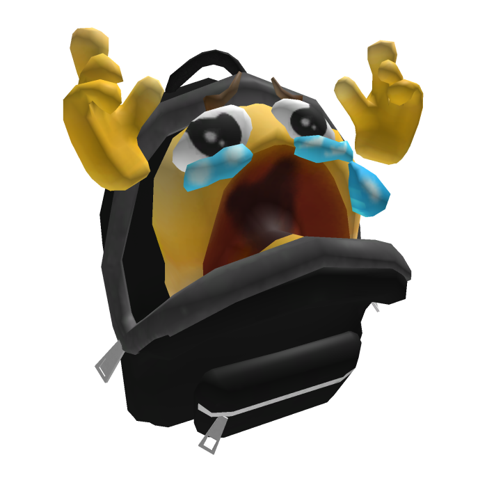 Backpack with a crying emoji