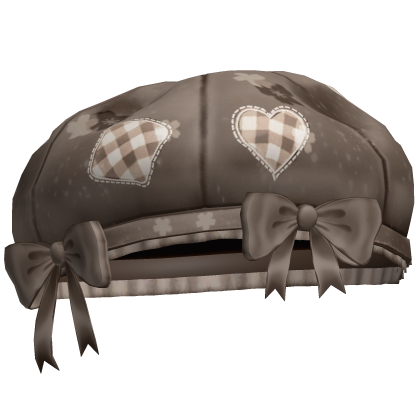 Kawaii Patchwork Bow Beret Faded Beige
