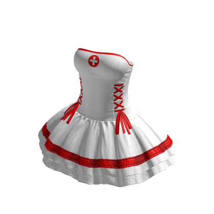 White Nurse Ruffle Dress Halloween Uniform Costume