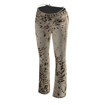 Snow Leopard Island Flower Low Rise Flare Jeans