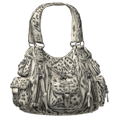 3.0 Gyaru Snow Leopard Y2K Grunge Leather Handbag