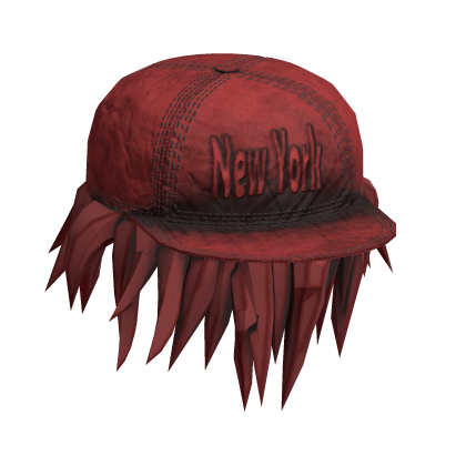 Backwards New York Cap w/ Hair Red