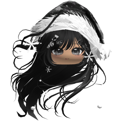 Windy Anime Hair w/Santa Hat (Black)