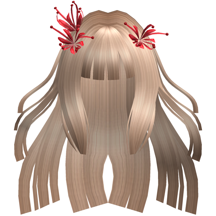 Light Blonde Long Windy Hime Hair w/ Spider Lily