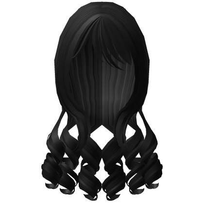 ♡ : long black curly cute preppy girl hair Roblox item