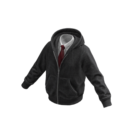 Gray Layered Hoodie w/ Shirt & Tie 