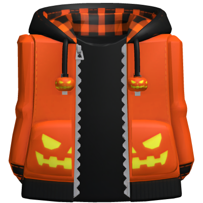 Halloween Pumpkin Hoodie Plaid Hood Lining front