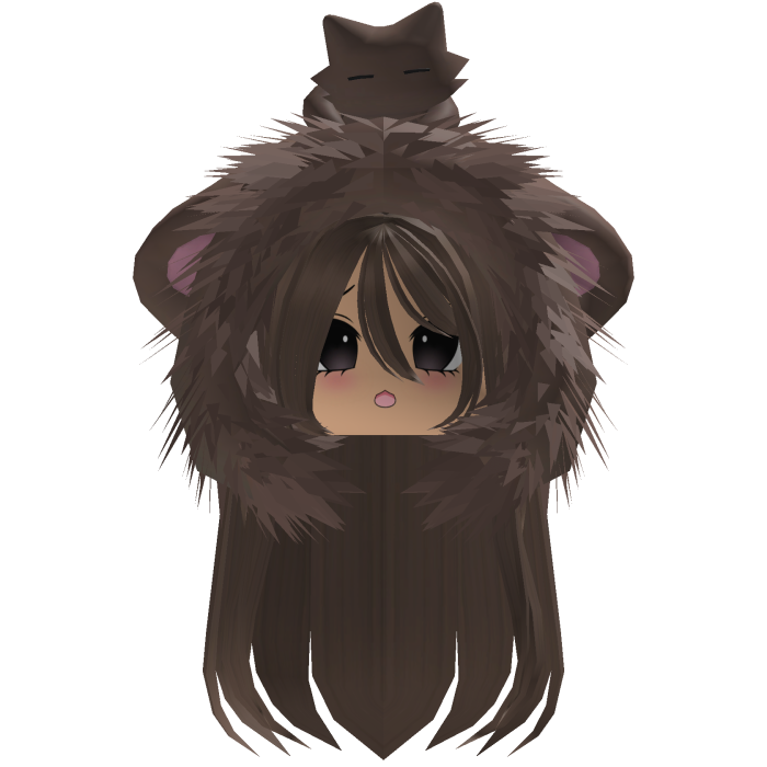Light Brown Straight Hair W/ Brown Moe Hood Fur 
