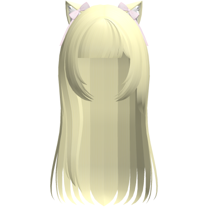 neko cat cute long hair in creamy yellow