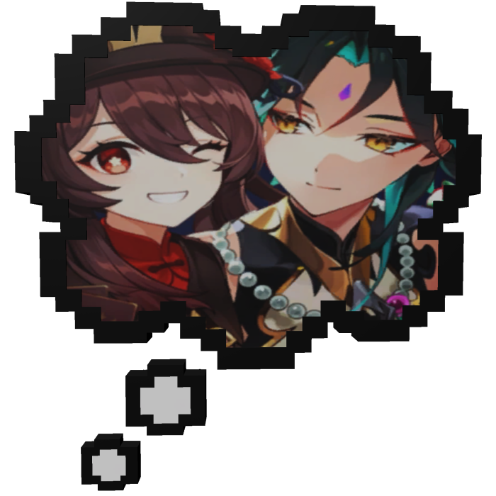 Hu Tao and Xiao Genshin Impact | Thinking Bubble 
