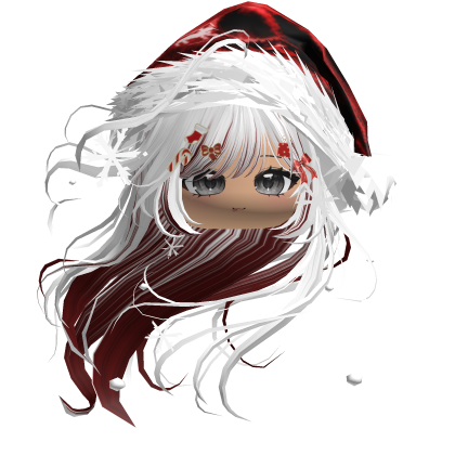 Windy Anime Hair w/Santa Hat (White&Red)