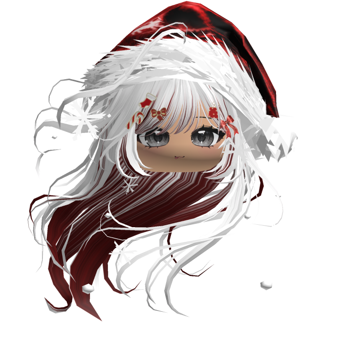 Windy Anime Hair w/Santa Hat (White&Red)