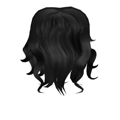 long messy curly grunge hair ☆y2k wolfcut /Black Roblox item