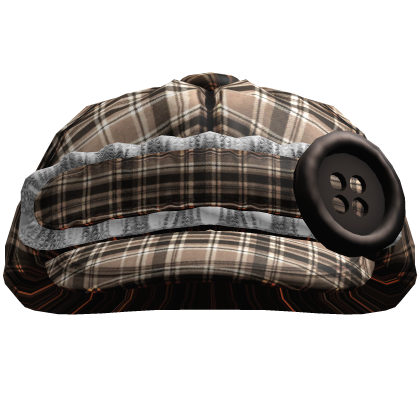 Ruffled Buttoned Cap (Brown Gingham)
