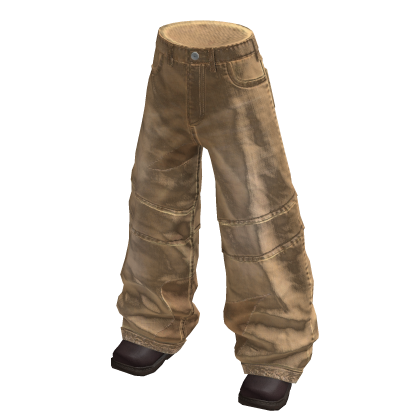 Baggy Cuffed Hem Pants (Khaki)
