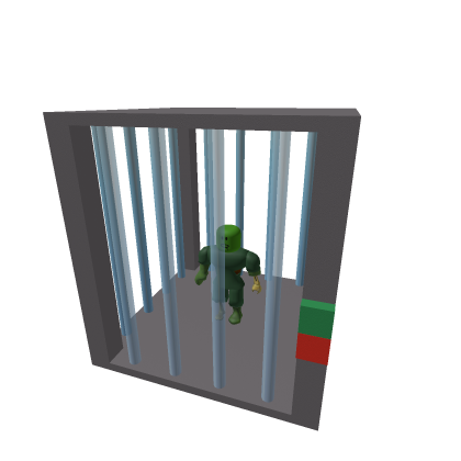 Cage with a drolling Zombie