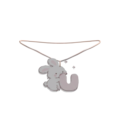 cute u pink bunny initial necklace 3.0