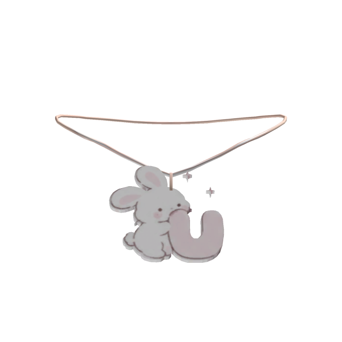 cute u pink bunny initial necklace 3.0
