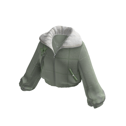Cropped Quilted Puffer Jacket (Green)
