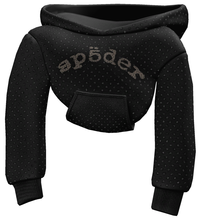 [1.0] Black Rhinestone Sp5der Shoulder Hoodie