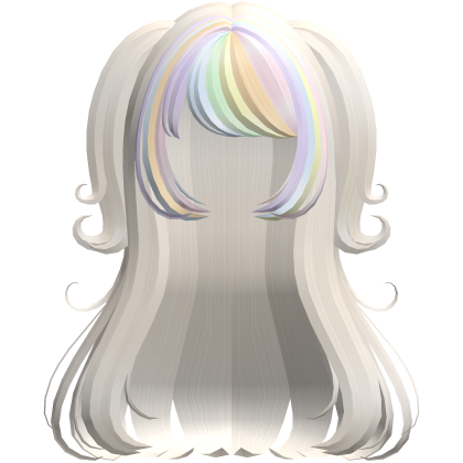 Long Flowy Blonde Hair with Rainbow Bangs Roblox item