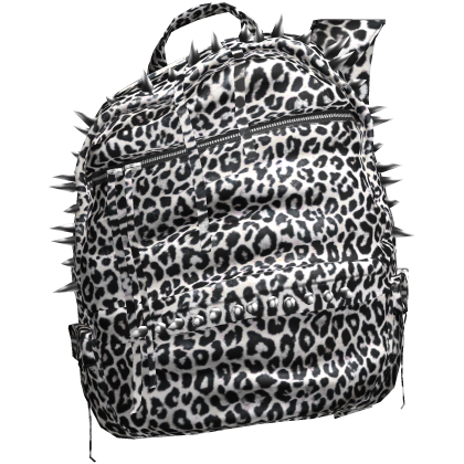 Off Shoulder White Leopard Spiked Leather Backpack