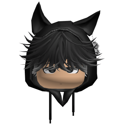 Cute Emo Boy w Cat Hood (Black n White)