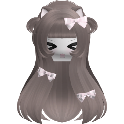 Kawaii Light Brown Long Flowy Hair /w Bows