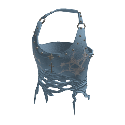 Ruched Halter Top with Starbursts (Light Blue)