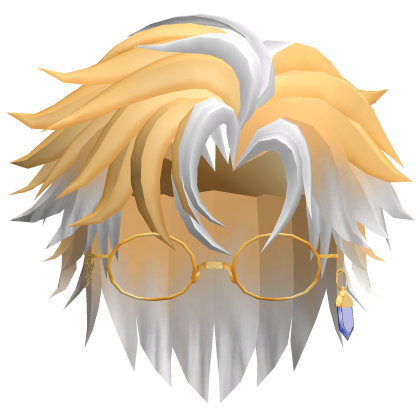 Messy Blonde White Hair w/ Gold Nerd Glasses 