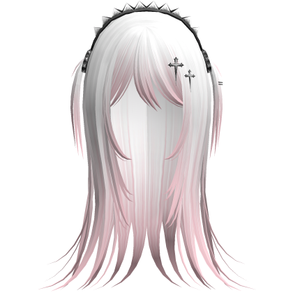 Vampire Goth Wispy Long Hair White Pink  Roblox item