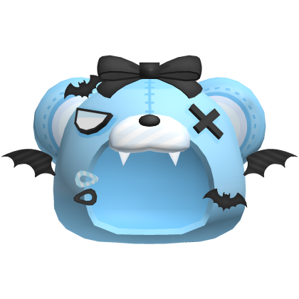 cute angry halloween vampire bear hood in blue