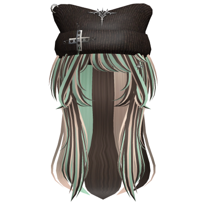 Spikey Scene Hair w/ Y2K Cat Beanie (Mint Choco) Roblox item