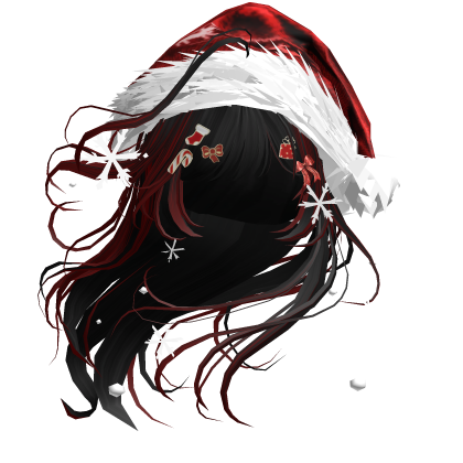 Lush Windy Hair w/Santa Hat (Black&Red)