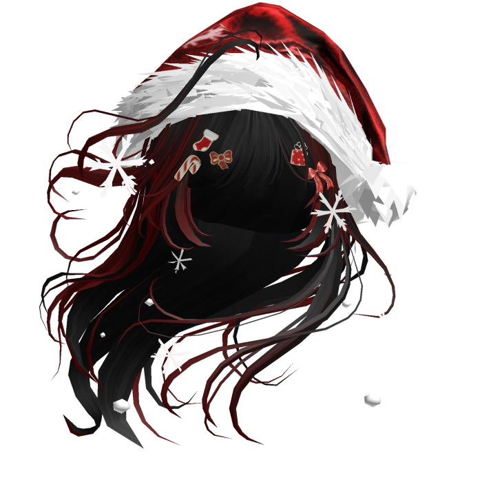Lush Windy Hair w/Santa Hat (Black&Red)