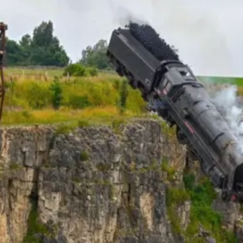 Uomo Italiano Guida Il Treno Dalla Scogliera