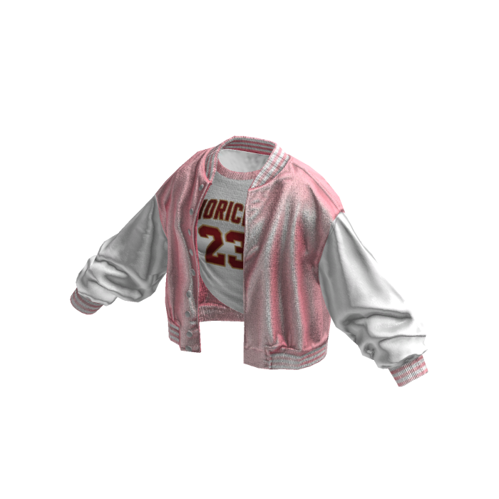 Stylish Leather Jacket Messy Shirt (Pink White)