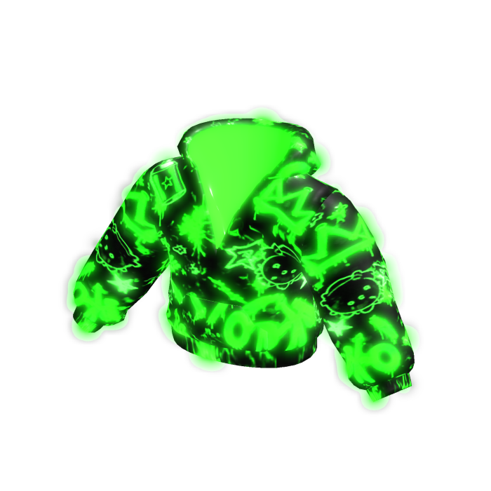 Green fancy hoodie emissive glowing 
