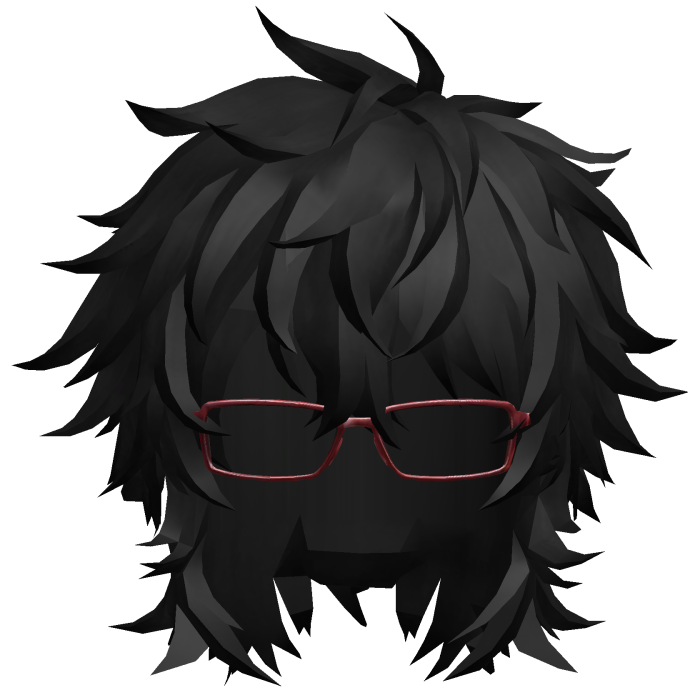 Black Messy Spiky Anime Boy Hair w/ Glasses