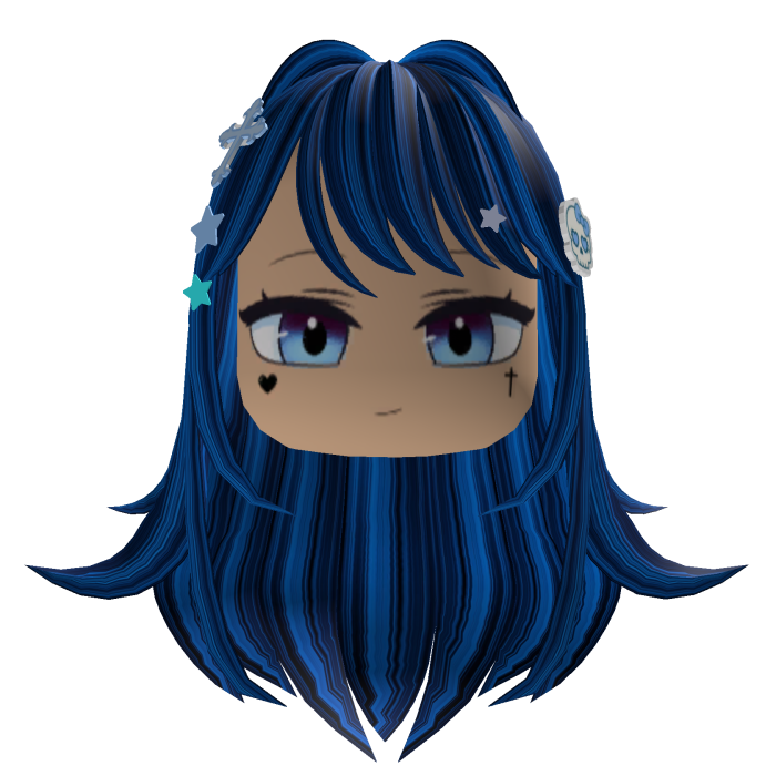 Blue Anime Girl Face & Hair💙